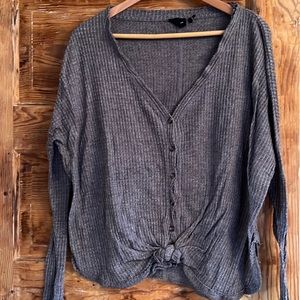 Urban Outfitters gray long sleeve button down thermal tee. Size S.
